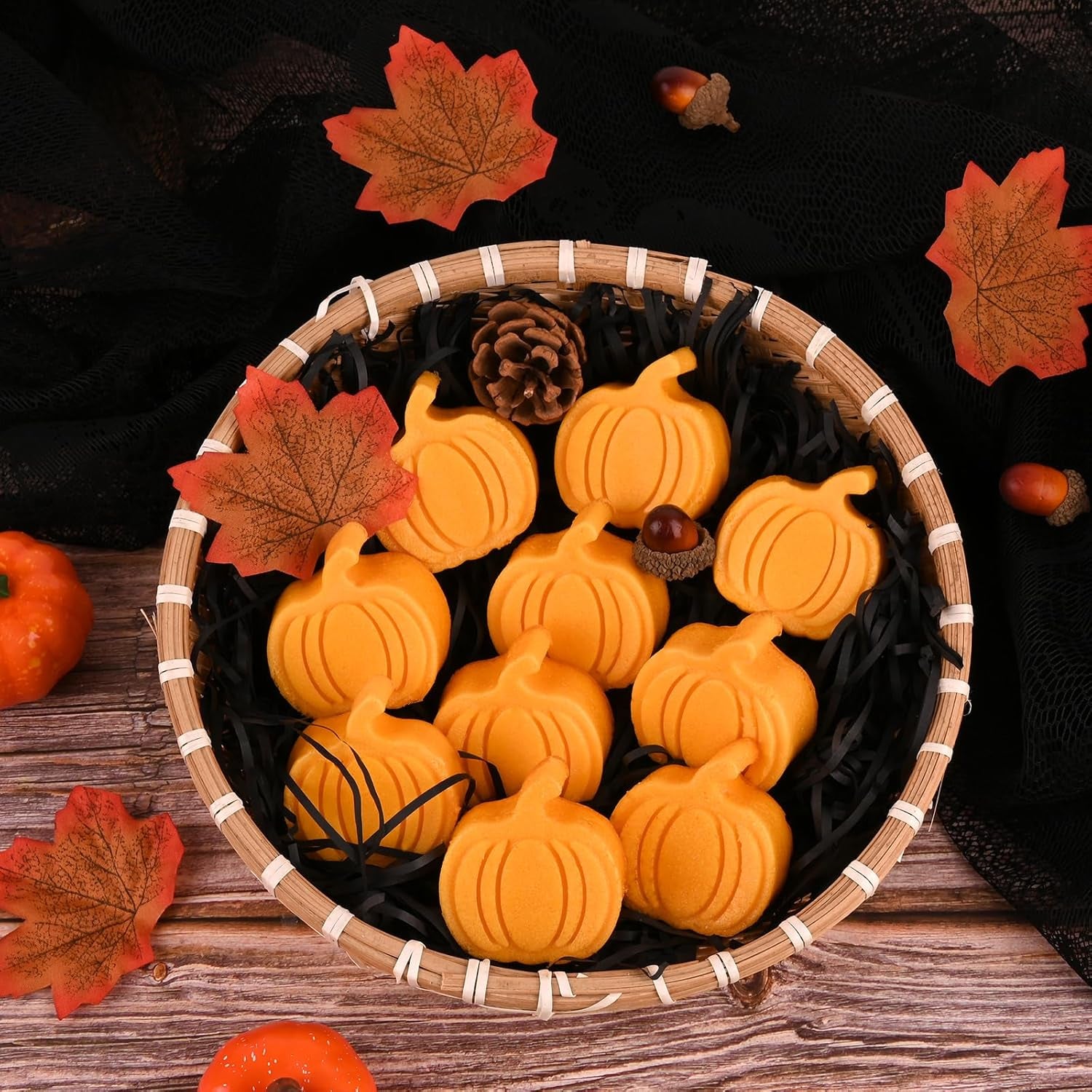 3 Pack Pumpkin Silicone Mold, 6-Cavity Pumpkin Cake Pan for Baking Muffin Cupcake Chocolate Halloween Thanksgiving Wax Melts Soap Making