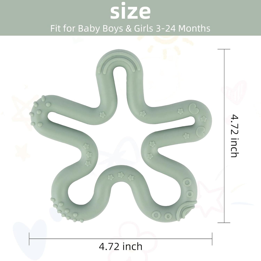 3 Pack Coral Flower Ring Teether Baby Teething Toys Silicone Teether Ring Toys for Babies 0-6 0-12 0-24 0-36 Months Easy to Grasp Clean Infant Teething Relief Soothing Sore Gums