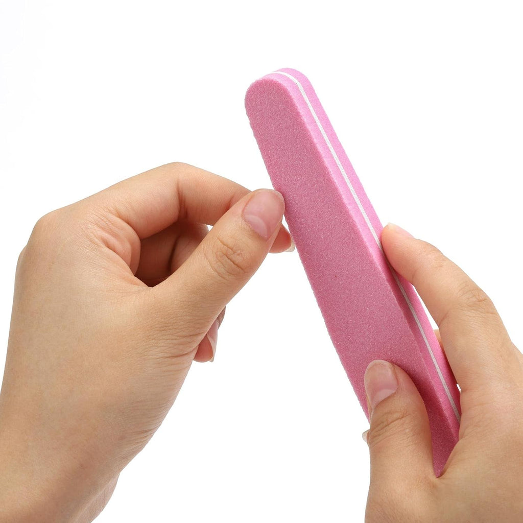 10 Pcs Nail Buffers Blocks Double Sided Nail Files 100/180 Grit for Acrylic/Natural Nails, Pink
