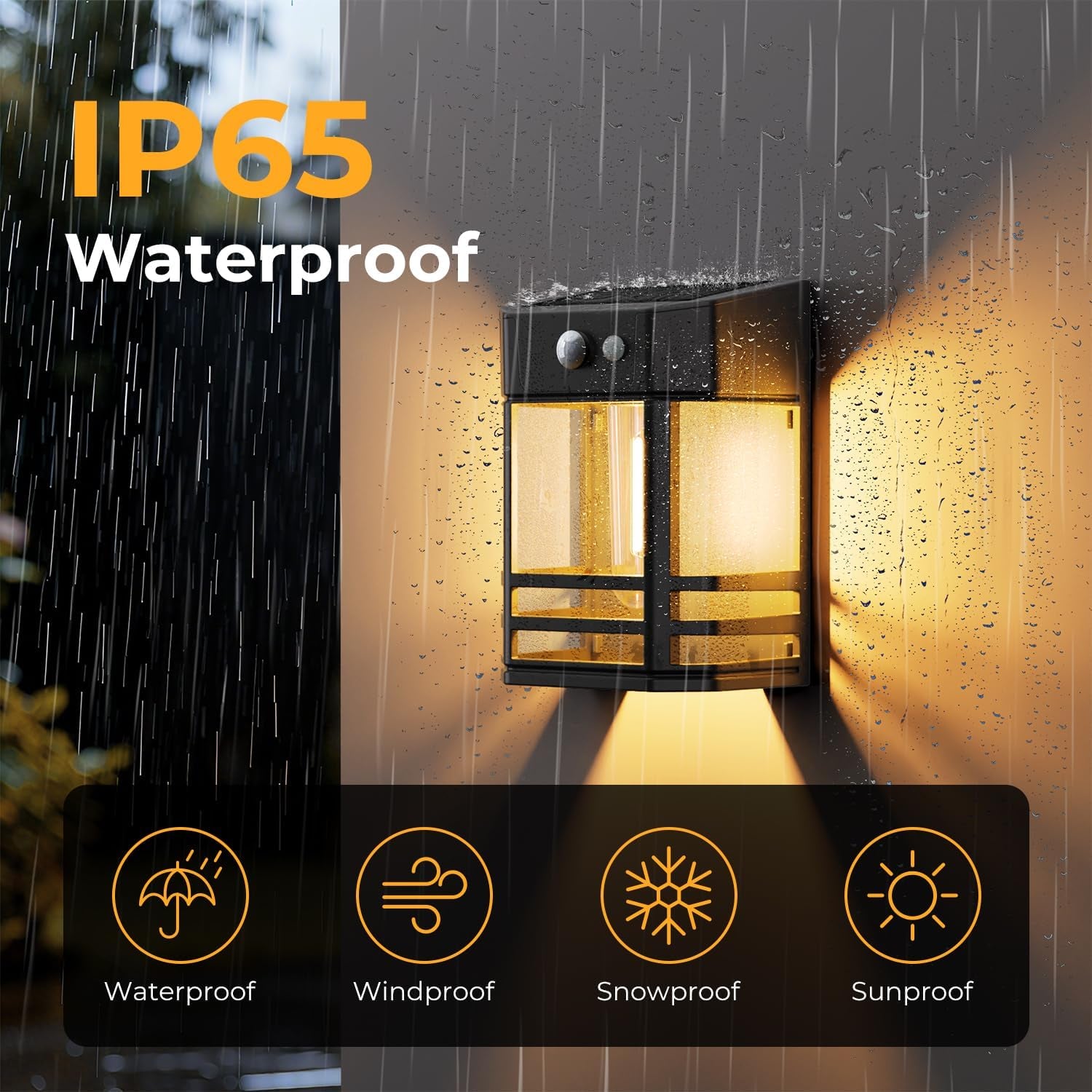 2 Pack Solar Wall Lights Outdoor,3 Modes Motion Sensor Lights Dusk to Dawn, IP65 Waterproof Porch Light Solar Powered, 1200Mah Wireless Wall Mount Sconces for outside Patio, Garage, Yard