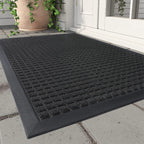 -Door Mat outside Entrance Outdoor Indoor Front Doormat for Entryway-Welcome Mat Durable Rubber Backed Entry Mat Non Slip Dirt Trapper Absorbent-Black 17’’X30’’