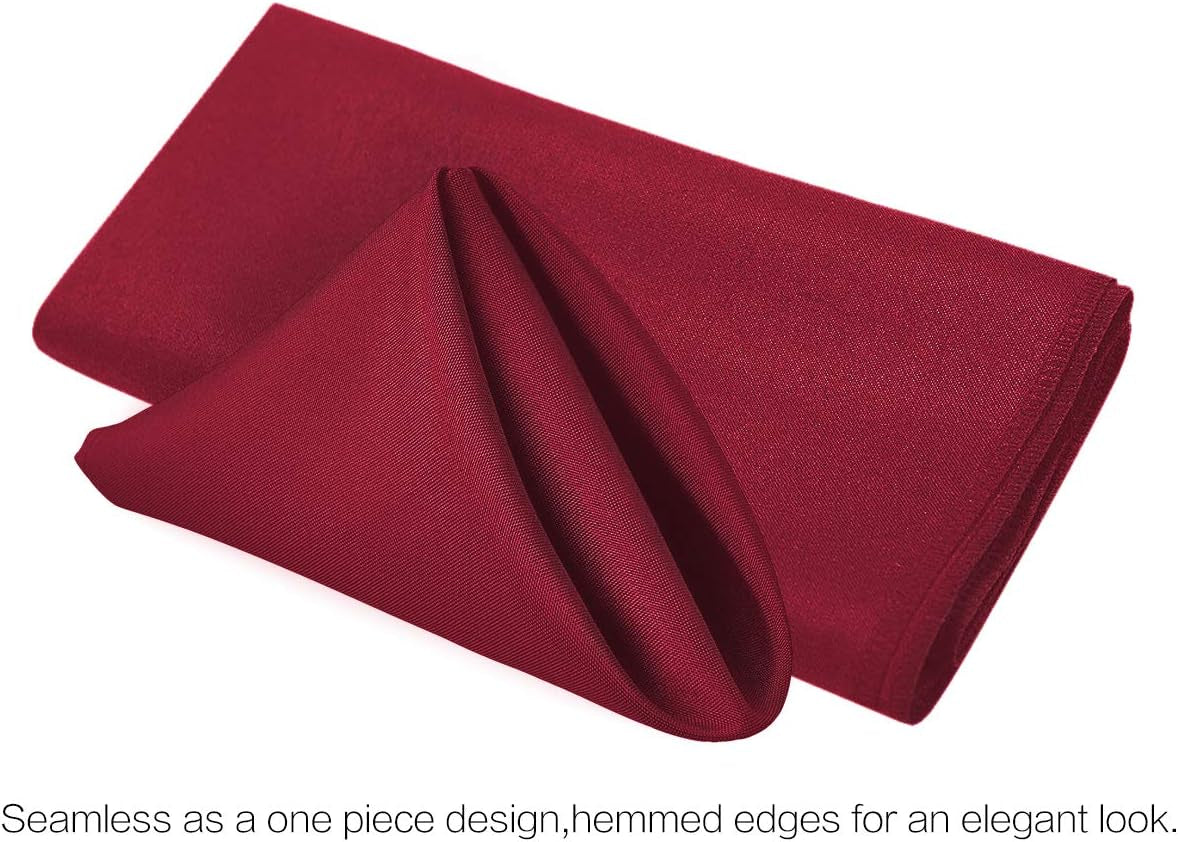 20-Inch Polyester Cloth Napkins Linen Dinner Napkins - Set of 12 for Weddings, Banquets, or Restaurants (1-Dozen) (Burgundy)
