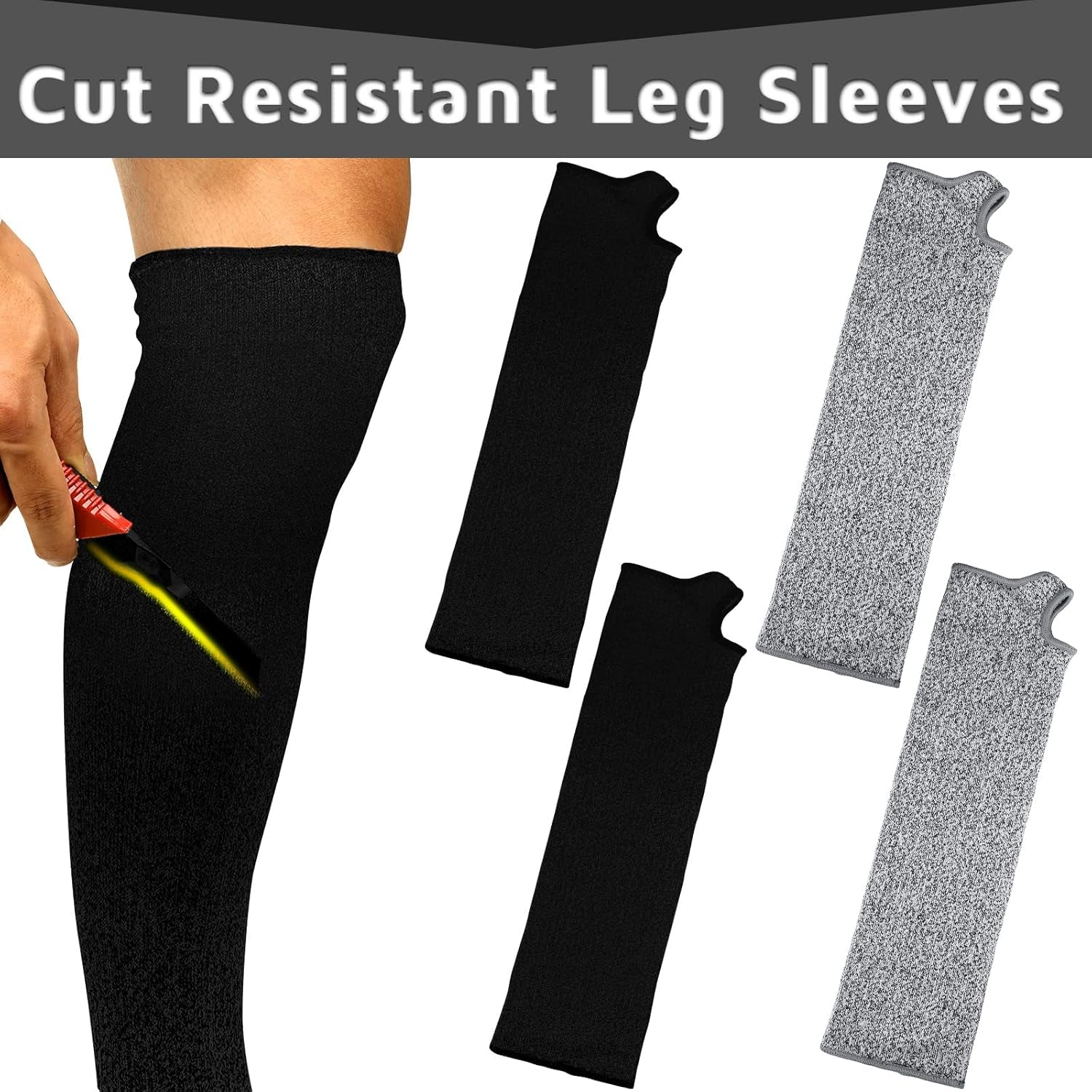 2 Pack Cut Resistant Leg Sleeves Protective Legs Safety Men Women Welding, Mowing, Construction