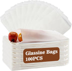 100 Glassine Wax Papper Bags - Glassine Envelopes Wax Paper Sandwich Food French Fry Bags Individual Cookie Sleeves Cake Slices Soap Bars Packaging Treat Bags Desserts Baked Goods Wrappers Bag