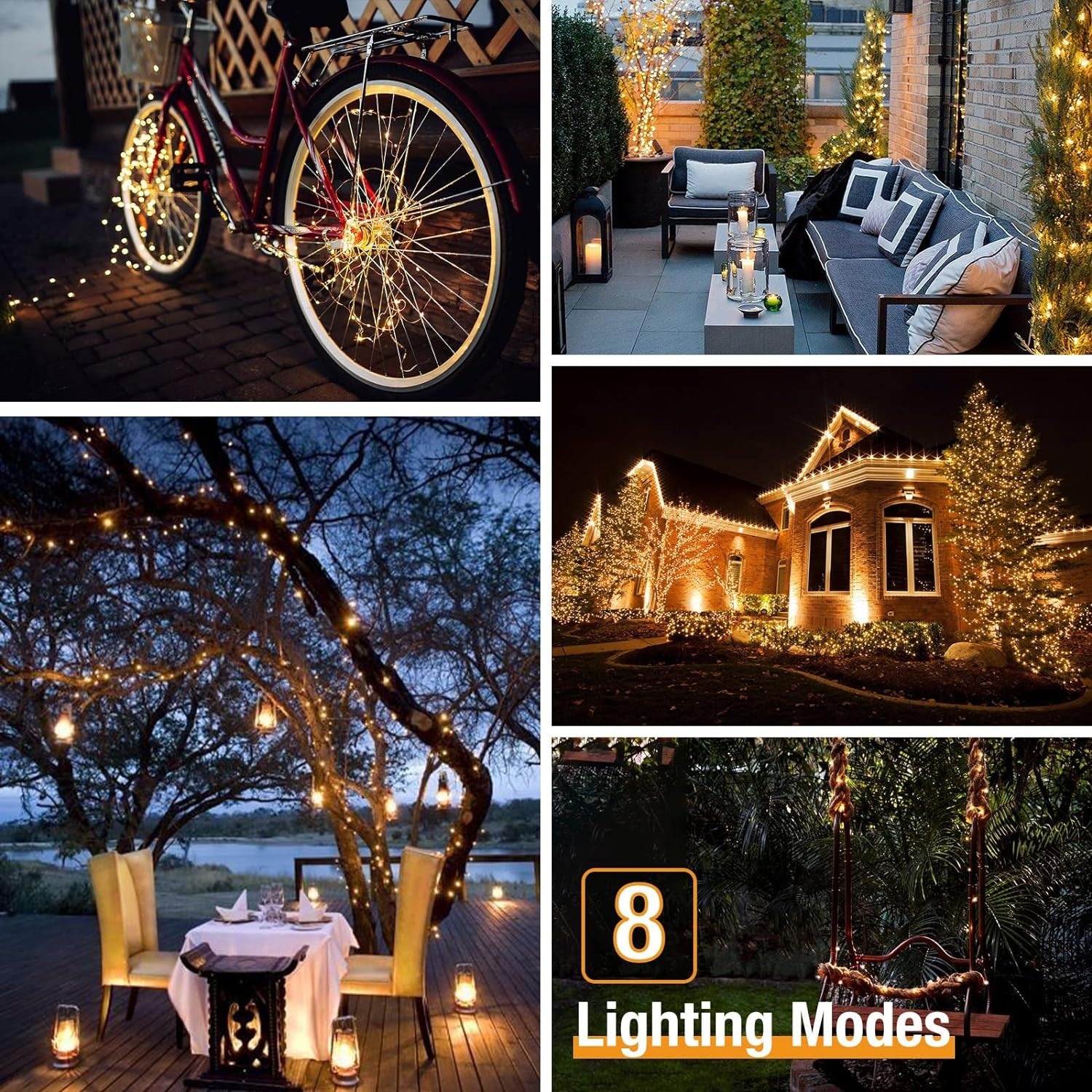 1 Pack Solar String Lights Outdoor, 220LED 22M Solar Fairy Lights outside Waterproof, 8 Modes Copper Wire Twinkle for Garden Patio Tree Christmas Wedding Decor