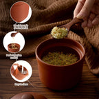 2 Set Salt Cellar with Lid and Wooden Spoon, 4 Handcrafted Pepper Herbs Box Heavyweight Spices Jar Salt Holder Pot Housewarming Gift for Counter, Kosher, Sea, Sugar, Keeps Spices Dry