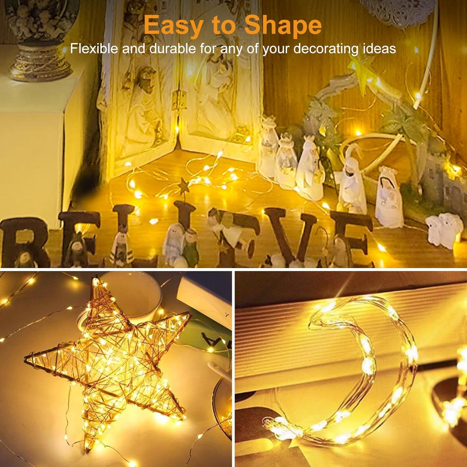 3 Pack Fairy Lights Battery Operated 3 Modes, 7Ft 20 Led Mini Twinkle Lights, Waterproof Firefly String Lights Bulk Small Silver Wire for Christmas Mason Jars Crafts Wedding Table Centerpiece