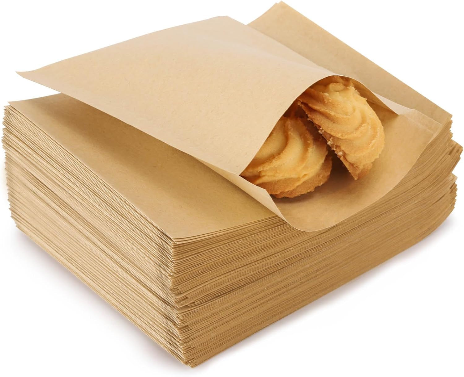 200 Pcs Kraft Paper Treat Bags Brown Flat Favor Bag for Cookie Popcorn Snacks Party Small Gift Bag (4 X5 Inch)