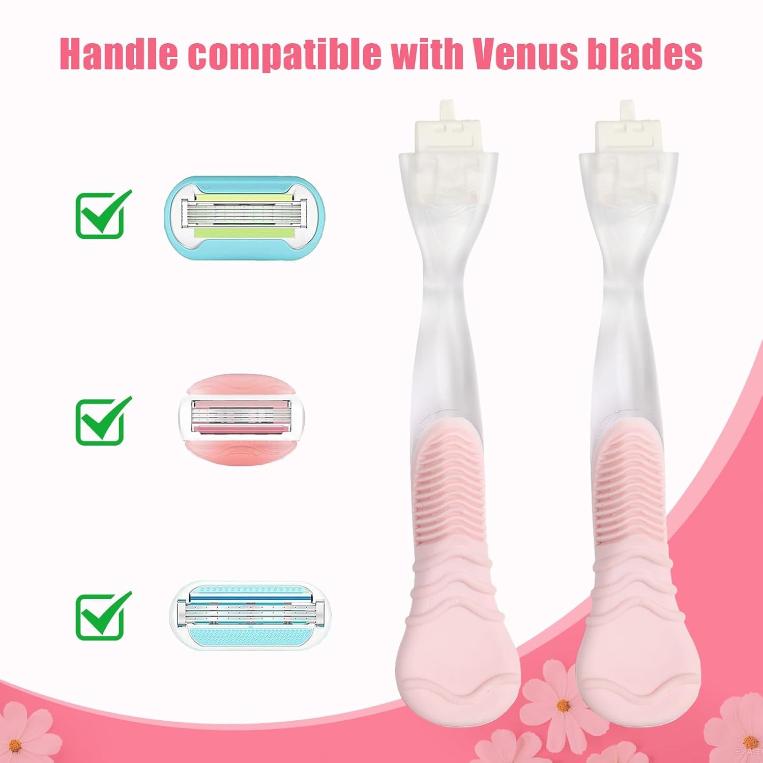 2PCS Handle Replacement Compatible with Gillette Venus Razor (Only Handle) - Pink