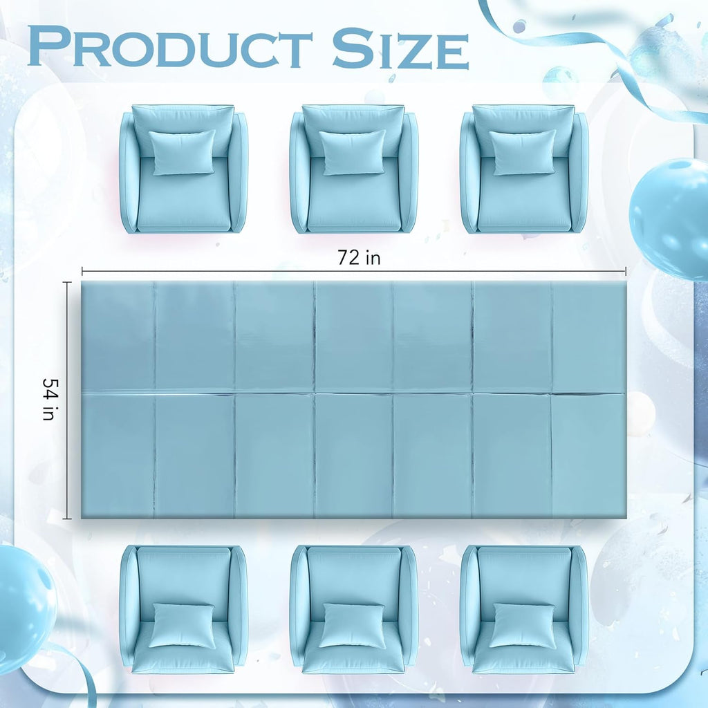 1 Piece Light Blue Foil Tablecloth 54*72Inch Plastic Baby Shower Frozen Birthday Party Table Cloths Disposable Waterproof Table Cover for Winter Christmas Wedding Graduation Party Supplies