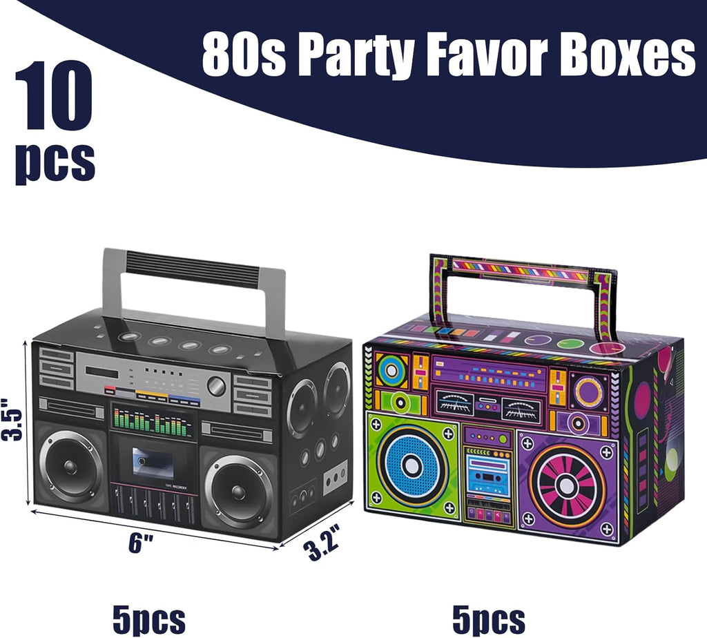 10PCS 80S Party Favor Boxes, Novelty Boom Box Candy Treat Boxes Gift Boxes for Retro Party Supplies Radio Decorations