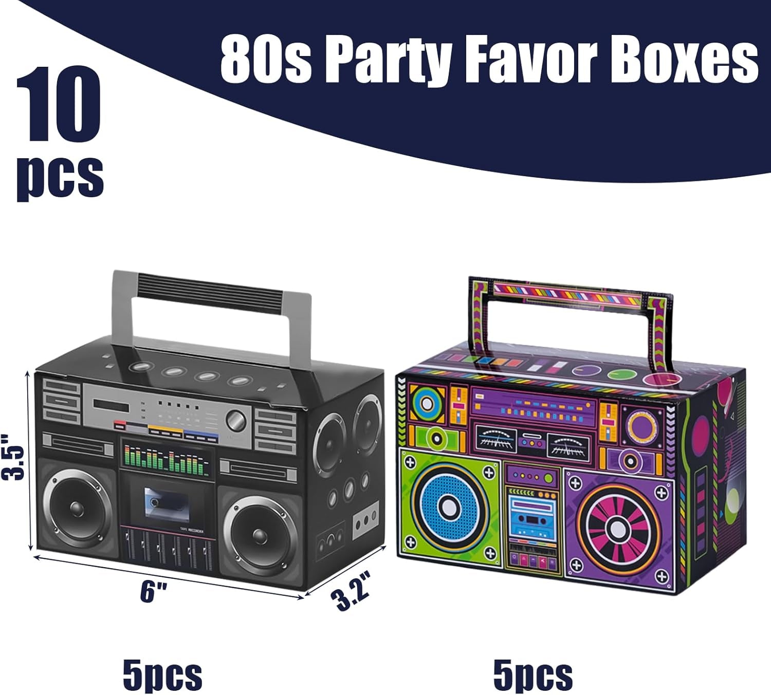 10PCS 80S Party Favor Boxes, Novelty Boom Box Candy Treat Boxes Gift Boxes for Retro Party Supplies Radio Decorations