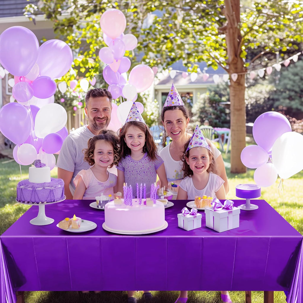 1 Piece Purple Foil Tablecloth 54 * 72Inch Lavender Plastic Birthday Party Table Cloths Disposable Waterproof Table Cover for Halloween Bridal Shower Wedding Anniversary Baby Shower Elegant Supplies