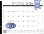 2026 Desk Calendar, Large Desk Calendar 22" X 17" (Jan 2026 - Jun 2027) Monthly Desktop Wall Planner for Family Teacher School Office Supplies, Black-White
