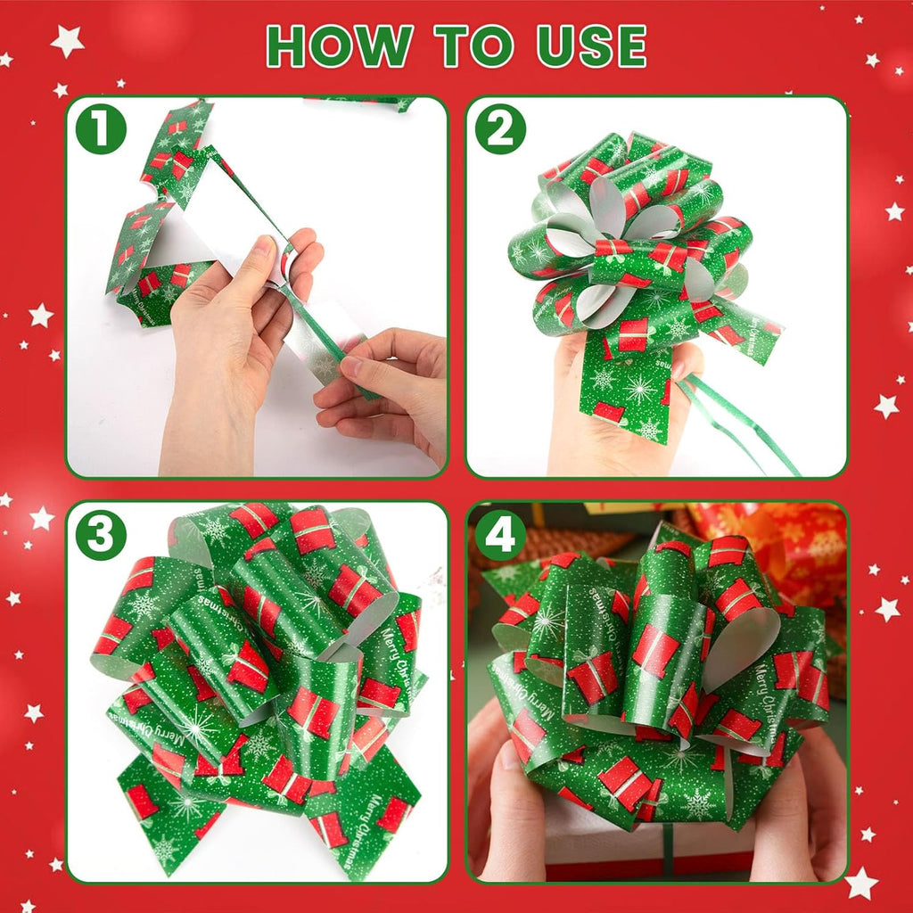 20PCS Christmas Bows for Gift Wrapping(5" Wide), Easy and Fast Wrap Pull Bows for Presents Basket Box Decor, 20 Styles Xmas Gift Wrapping and Party Supplies Decoration