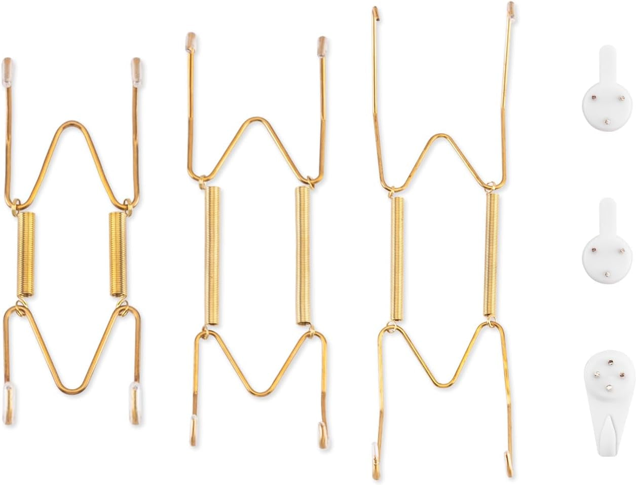 3-Piece Stainless Steel Wall Plate Hangers, 4/6/8 Inch Invisible Decorative Wire Plate Holders with 3 Pieces Wall Hooks for 4 to 10 Inch (Gold)