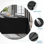 1 Pack Tablecloth 90 * 132Inch Rectangle Table Cloth Polyester, Stain Wrinkle Resistant Polyester Dining Table Cover for Kitchen Dinning Party Wedding Tabletop Buffet Decoration(Black)