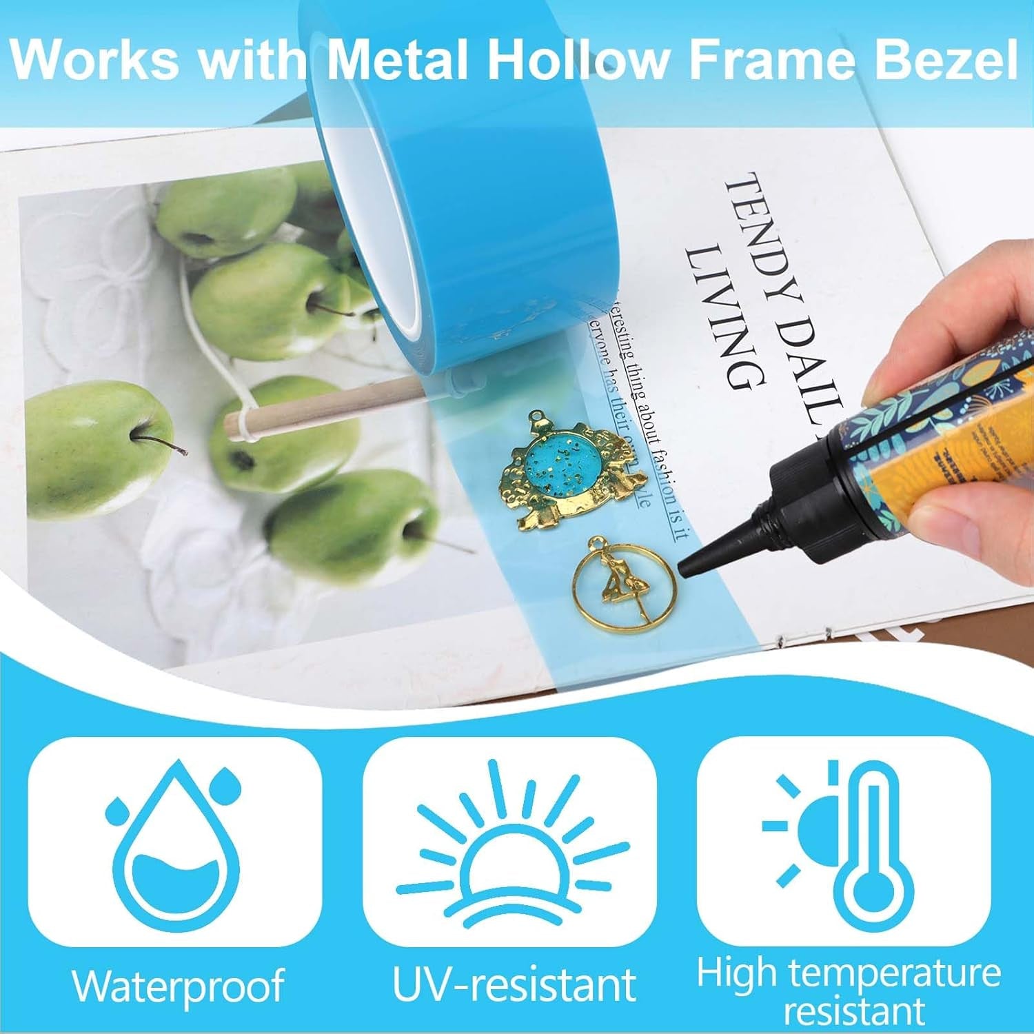 2 Inch Resin Tape for Epoxy Molding, Thermal Adhesive Tape Easy Peel, Sticky Traceless Tape for River Tables, DIY Crafts Pendant, Metal Hollow Frames