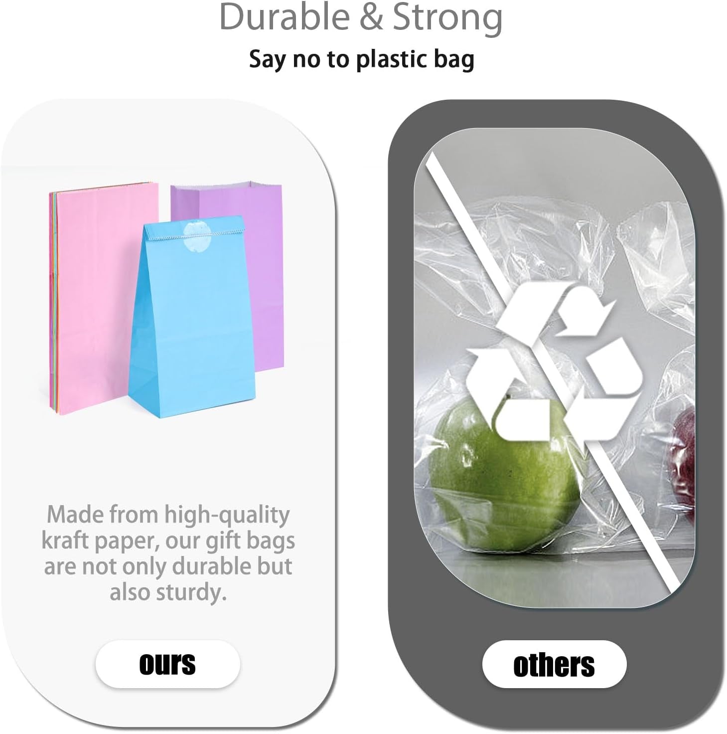 24PCS Colored Paper Bags, Party Favor Treat Bags with Stickers Goodie 8 Colors for Wedding Birthday Baby Shower 8.7”X 4.7”X 3”