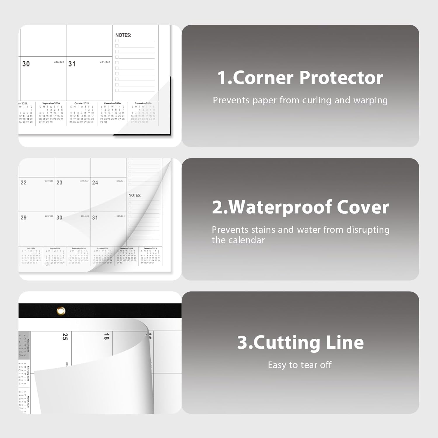 2026 Desk Calendar, Large Desk Calendar 22" X 17" (Jan 2026 - Jun 2027) Monthly Desktop Wall Planner for Family Teacher School Office Supplies, Black-White