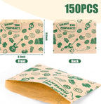 150PCS Paper Sandwich Bags, 8.1"X6.6" Small Greaseproof Snack Bags for Picnics, Food Storage, Bakery, Donuts