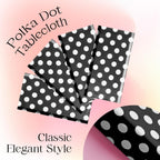 1 Piece Black Polka Dot Rectangle Tablecloth - 54X72" Decorative & Stain Resistant Table Cloth with Polka Dot Pattern, Table Cover for Halloween, Dining, Buffet, Wedding, Camping, Party