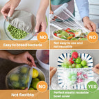 100PCS Bowl Covers Reusable - Thickend&Sturdy Plastic Bowl Cover Elastic Food Covers Stretch Reusable Disposable Food Storage Fresh Keeping Bags Outdoor to Keep Dust Away Outdoor Party Supplies