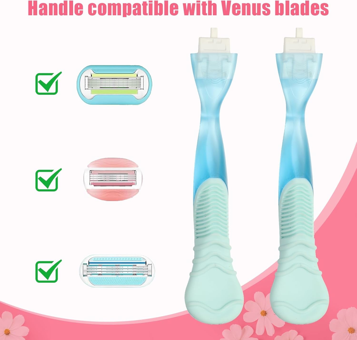 2PCS Replacement Handle Compatible with Gillette Venus Razor (Only Handle) - Blue