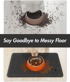 -Absorbent Pet Feeding Mat-No Stains Quick Dry Dog Mat for Food and Water Bowl-Rubber Backing Dispenser Mat Accessories Supplies-Dog Bowl Messy Drinkers,(Dark Grey,12"X19")