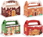 16PCS Christmas Treat Boxes, 3D Xmas Gift Boxes with Vibrant Print Cardboard Colorful Goodie Boxes with Handles for Gift Giving Christmas Holiday 6.1 X 3.4 X 3.5 Inch