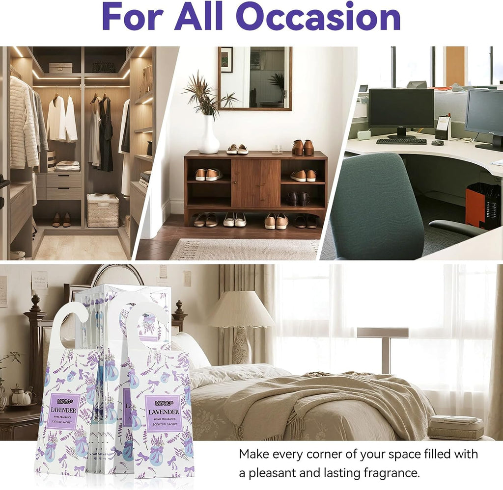 12 Packs Lavender Hanging Closet Air Freshener Long Lasting Drawer Deodorizer Smell Good Potpourri Scented Sachet for Home House