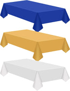 12 Pcs Plastic Hanukkah Tablecloth Blue Gold White Tablecloth Fit 54 X 108 Inch Rectangle Disposable Table Cover Holiday Decorations for Party Favor