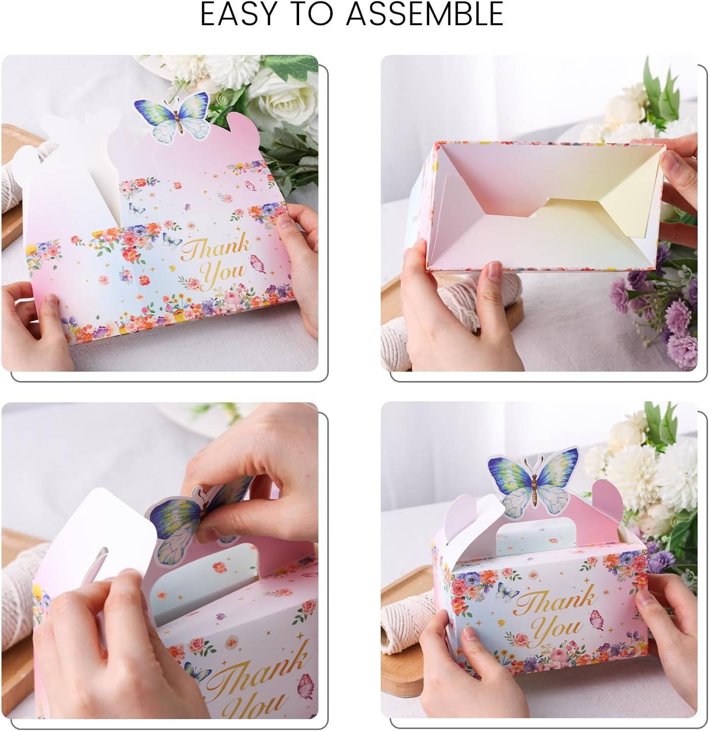12PCS Butterfly Party Favor Boxes, Goodie Gable Treat Box Paper Candy Containers for Birthday Baby Shower Wedding Party