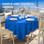 10 Pack Premium Disposable Plastic Tablecloth 84" round Table Cover for Birthdays Weddings Christmas Anniversary Buffet Table (Blue)
