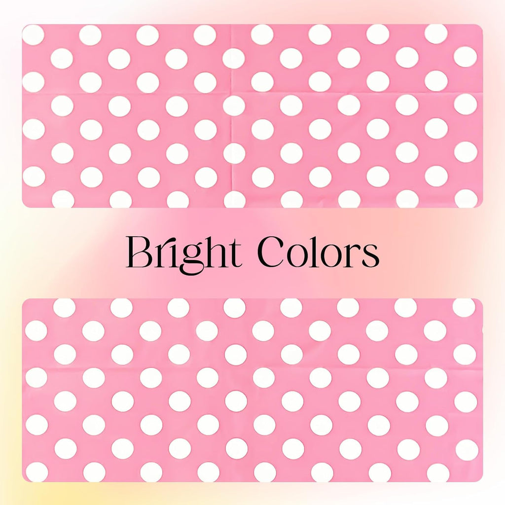 1 Piece Pink Polka Dot Rectangle Tablecloth - 54X72“ Decorative & Stain Resistant Table Cloth with Polka Dot Pattern, Table Cover for Dining Table, Buffet, Wedding, Camping, Party & Wedding