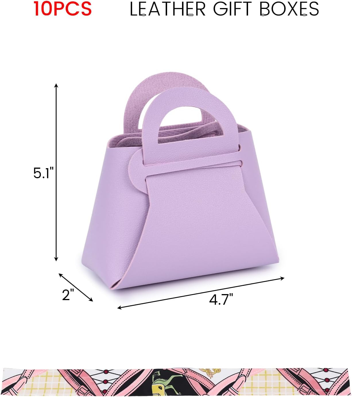 10PCS Mini Gift Boxes, Purple PU Leather Party Favor Bags with Handle for Wedding Bridal Shower Birthday Party Decoration, 4.7"X2"X5.1"
