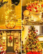 12 Pack LED Fairy Lights Battery Operated, 7Ft 20LED Mini String Lights Waterproof, Silver Wire Firefly Starry Lights Bulk for Mason Jars Crafts Table Centerpieces Party Christmas, Warm White