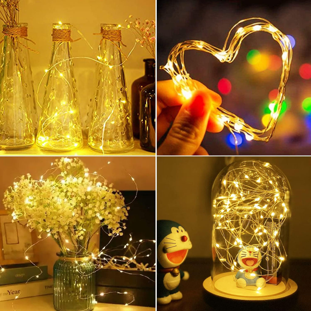 3 Pack Fairy Lights Battery Operated 3 Modes, 7Ft 20 Led Mini Twinkle Lights, Waterproof Firefly String Lights Bulk Small Silver Wire for Christmas Mason Jars Crafts Wedding Table Centerpiece