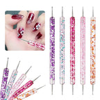 10PCS Nail Art Gel Carving Pen Acrylic Dotting Pen Rhinestone Handle Double-Ended Silicone Brushes for Design Nail Foil Carving Drawing and 3D Effect Shaping Drawing Dotting Tools