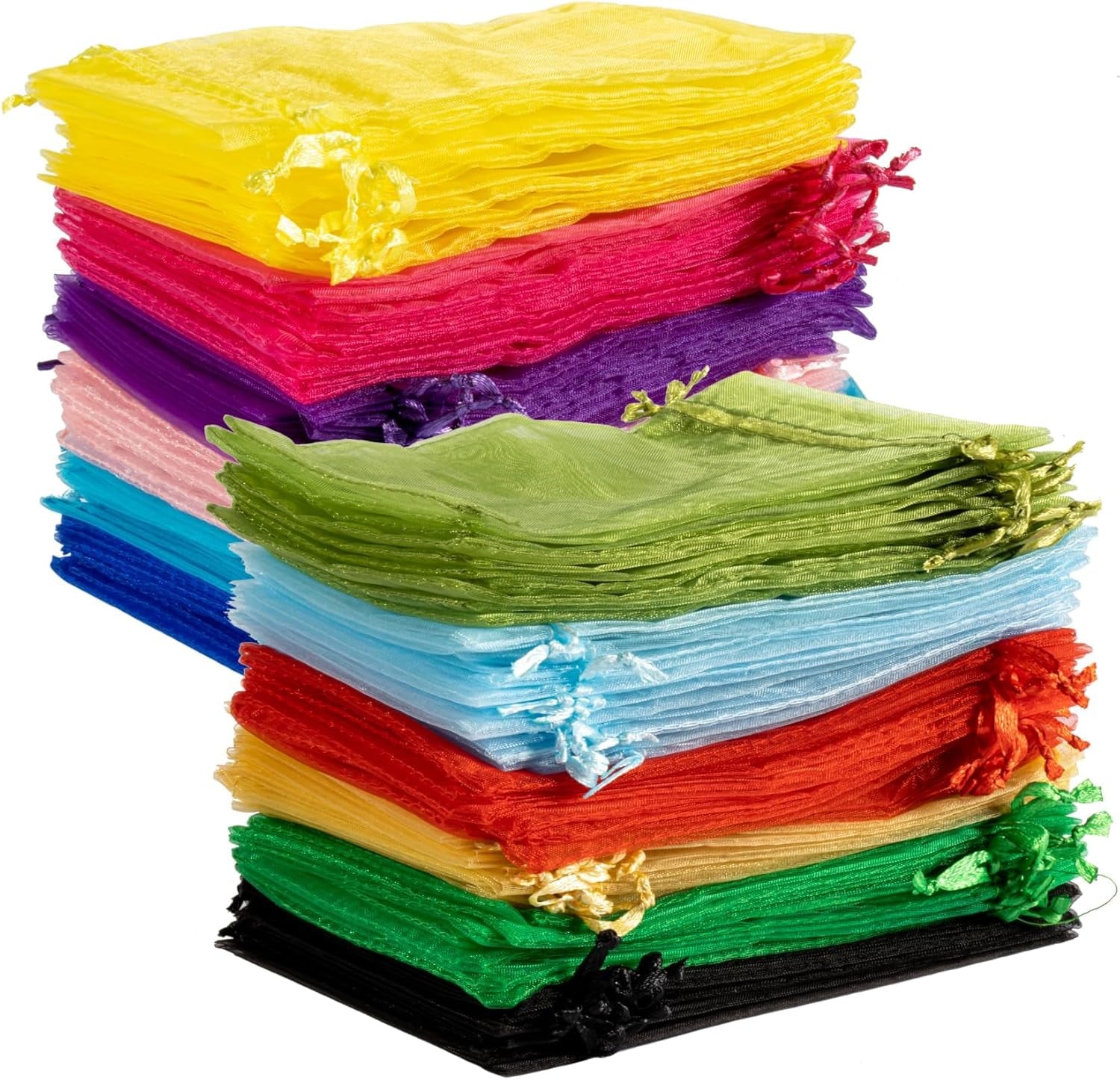 120PCS Organza Bags 5''X7'' - Muticolor Small Sachet Jewelry Gift Favor Bags Drawstring Mesh Bags Gifts Valentines Wedding Eid Mubarak Halloween Eve Christmas New Year Party Candy Fruit Wrap Bulk