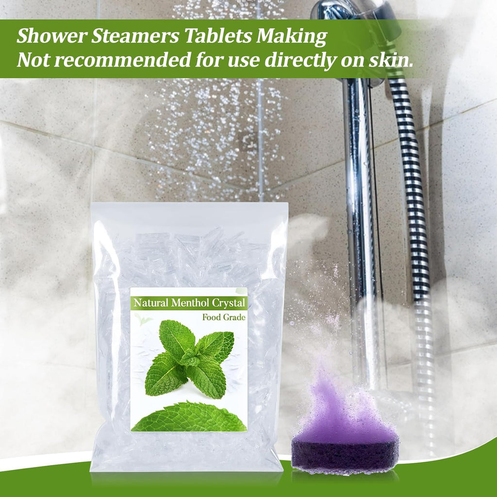2Oz Menthol Crystal Bulk - Food Grade Menthol Crystals Organic Mentol Cristal for Shower Steamer Aromatherapy Vapo Tablet Making Colds Restore Congestion Relief Peppermint Essential Oil Making