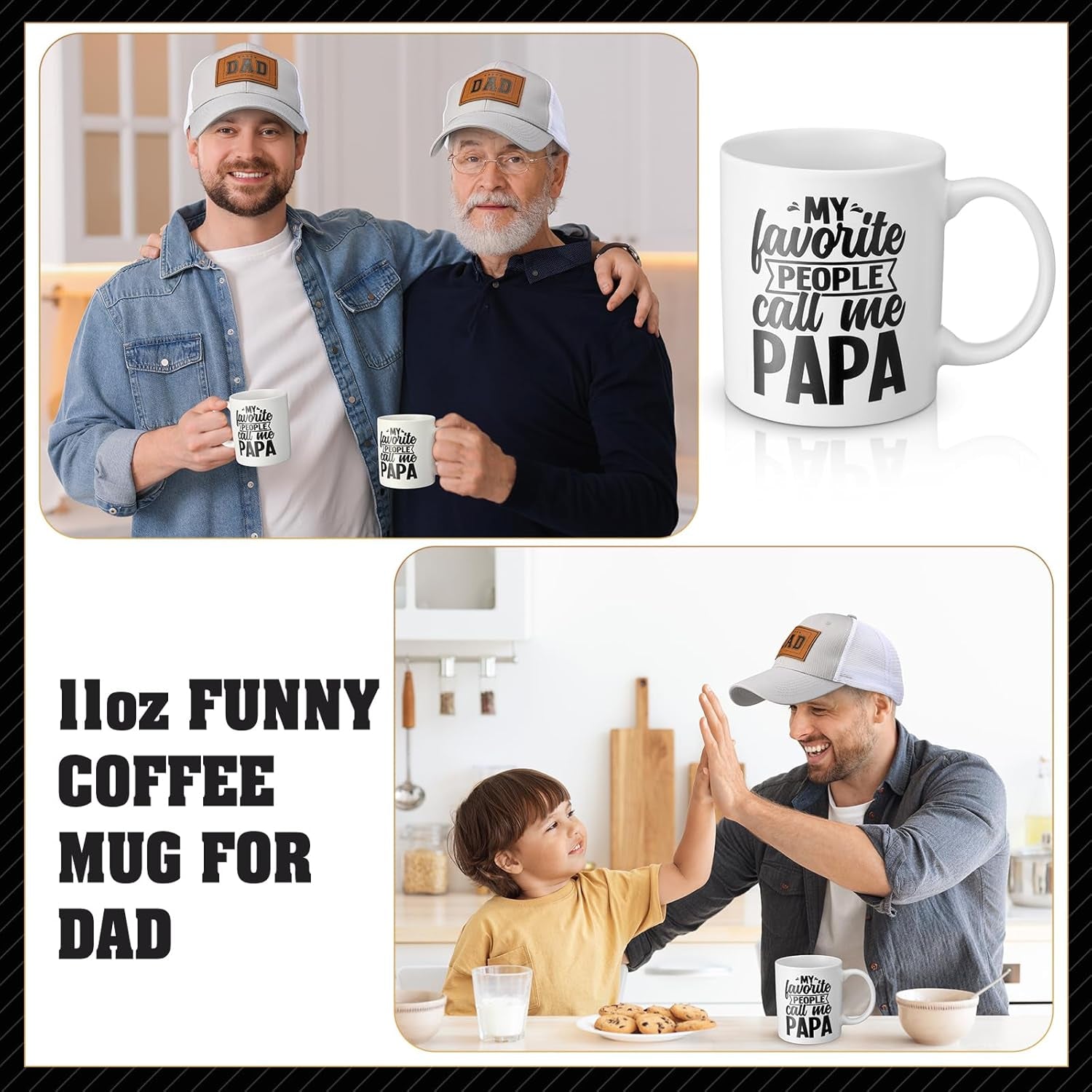 3 Pcs Xmas Gifts for Dad from Daughter, Dad Trucker Hat 11Oz Funny Coffee Mug and Gift Box for Thanksgiving Christmas Birthday