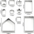 10Pcs Gingerbread House Cookie Cutters Set for Christmas Winter Holiday Baking and Decoration, Stainless Steel 3D Gingerbread House Kit for Kids Adults, Gift Package