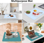 2 Pack Silicone Mat for Crafts, 15.7" X 11.8" Large Silicone Sheet, Multi Purpose Heat Resistant Mats for Epoxy Resin, Jewelry Casting, Painting, Countertop Desk, Placemat, Black Green & Blue