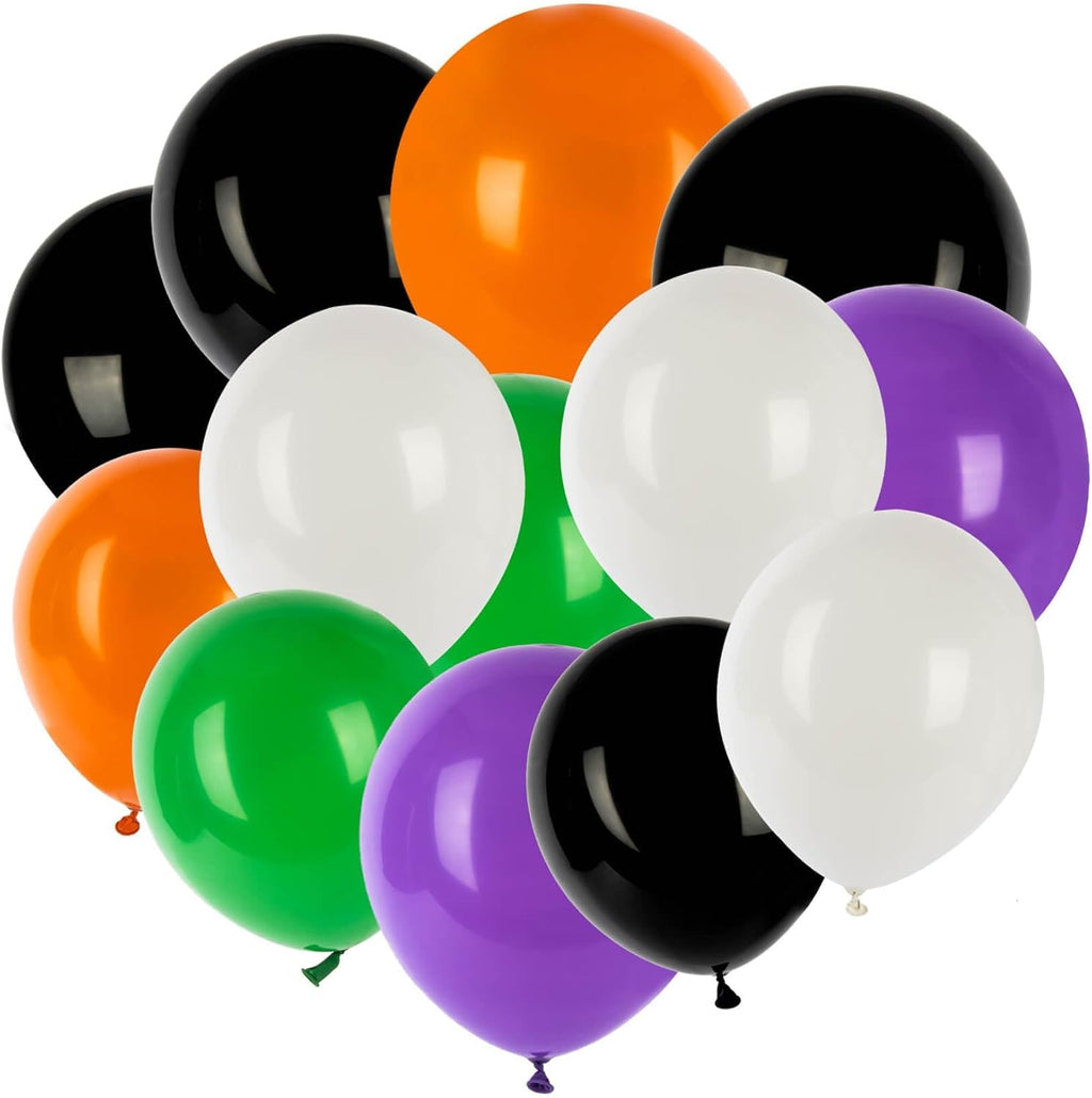 100PCS Halloween Balloons Garland Arch -  Halloween Birthday Party Decorations Indoor Matte Orange Black Purple Green White Latex Balloons Globos Para Fiestas Ballon Decoration Supplies 12 Inch