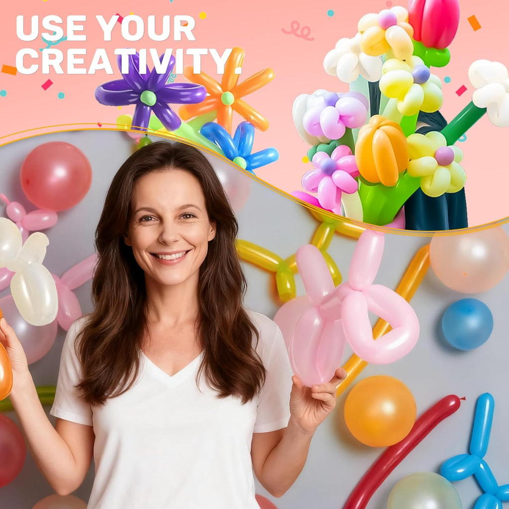100PCS 260 Balloons Clear - Long Clear Balloon for Tying Balloon Arch Globos 260Q Transparentes Long Skinny Balloon for Animals Twisting Modeling Balloons Birthday Party Decoration
