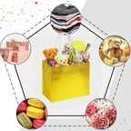 15PCS Reusable Gift Bags with Handles, 12.6 X 5 X 11, Gold, Bulk, Large Party Favor Bags for Birthday, Wedding