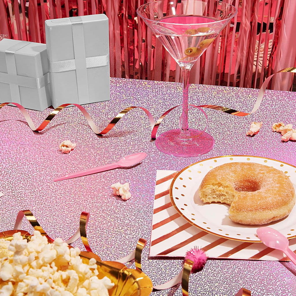 1 Piece Pale Pink Holographic Laser Tablecloths Light Pink Shiny Table Covers 40" X 108" Disposable Rectangle Table Cloths for Girl Birthday Party Wedding Anniversary Bachelorette Baby Shower Décor
