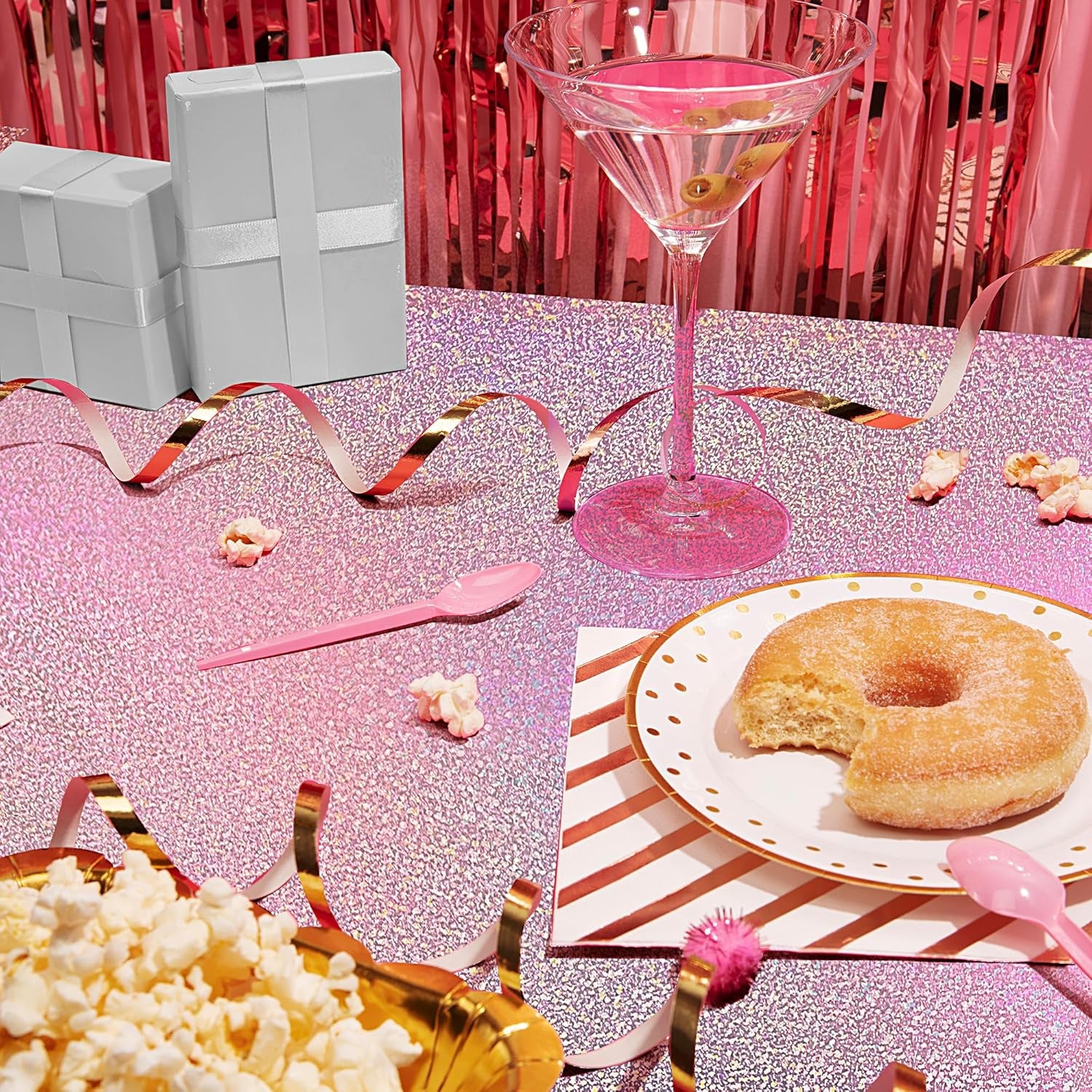 1 Piece Pale Pink Holographic Laser Tablecloths Light Pink Shiny Table Covers 40" X 108" Disposable Rectangle Table Cloths for Girl Birthday Party Wedding Anniversary Bachelorette Baby Shower Décor