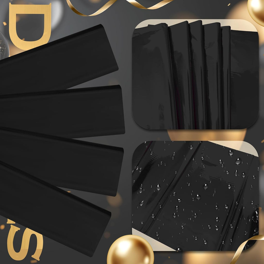 1 Piece Black Foil Tablecloth 54 * 72Inch Birthday Graduation Halloween Party Table Cloths Plastic Waterproof Disposable Table Cover for Halloween Neon Anniversary Party Supplies
